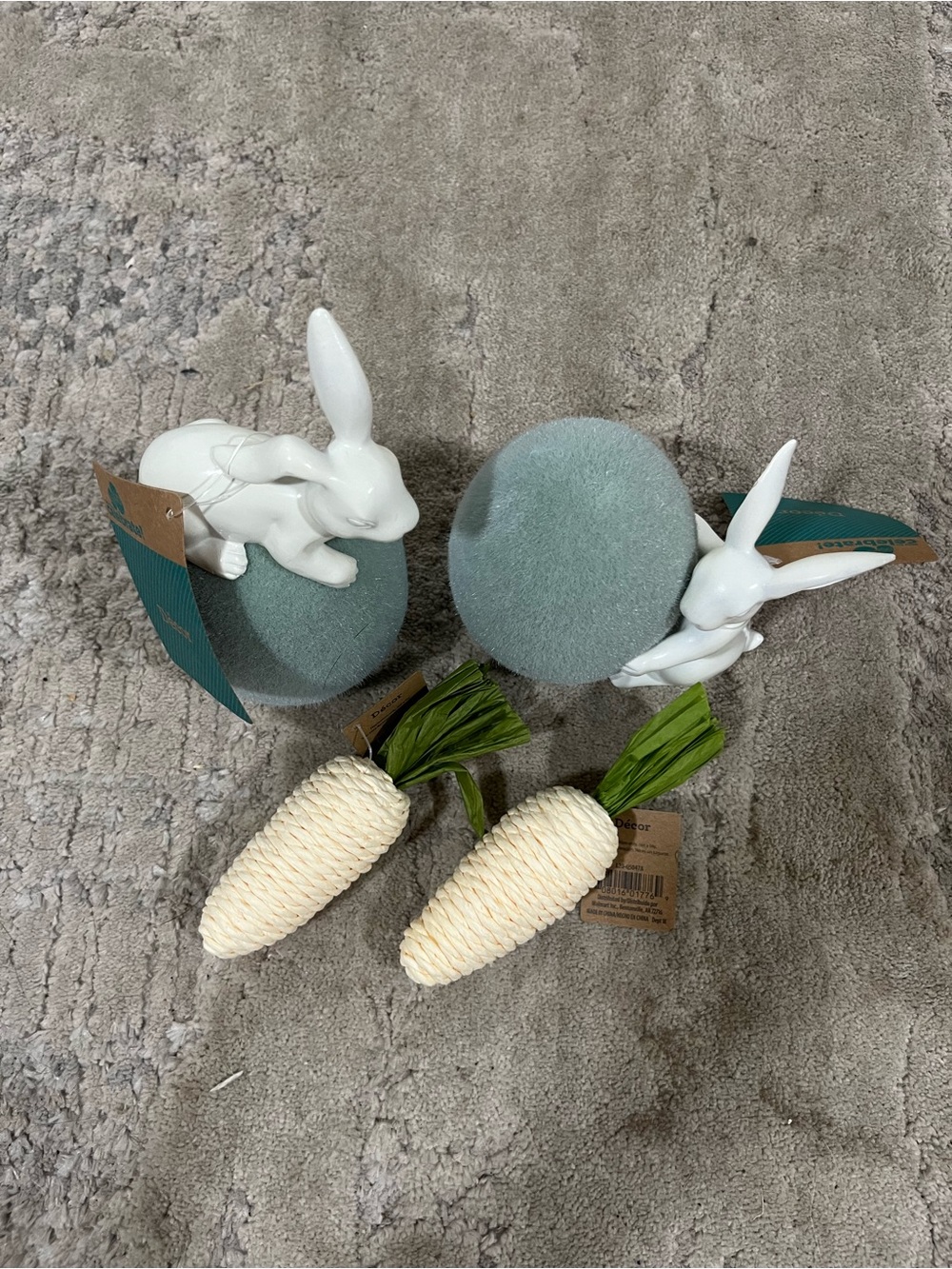 Ceramic Bunny Egg Decor Set in Sage and Cream - Picture 2 of 4